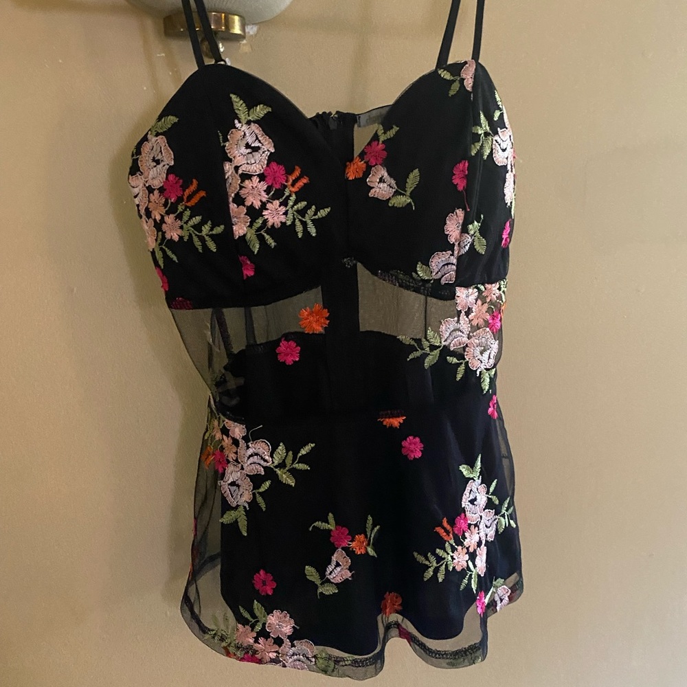 Beautiful part sheer top with embroidery